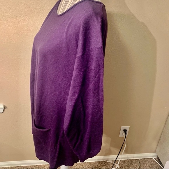 NEW Smock-Style Sweater Medium Newport News Purple Beautiful Pocket 100% Cotton - Picture 4 of 16